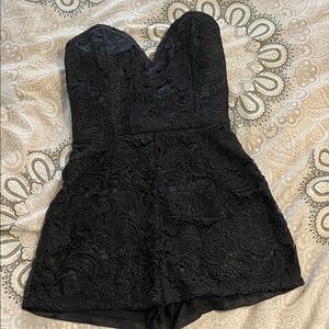 Black Lace Strapless Romper